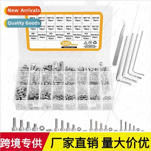 520pcs 304 Cylindrical head hexagon socket set screws cup he
