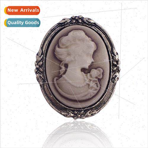 Europe network alloy vintage beauty head brooch pin queen wo