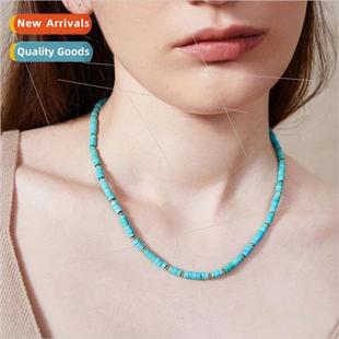 beaded necklace female Europe niche turquoise hundred ins