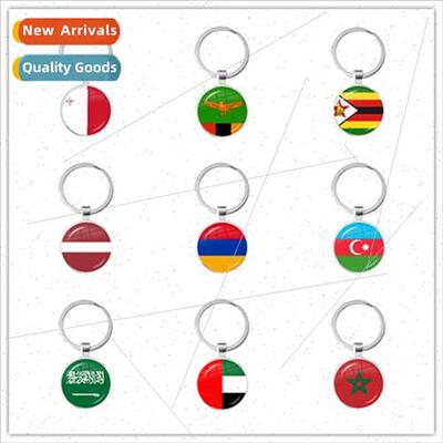 UAE Morocco Flag Time Gemstone Keychain Latvia etc. Pendant