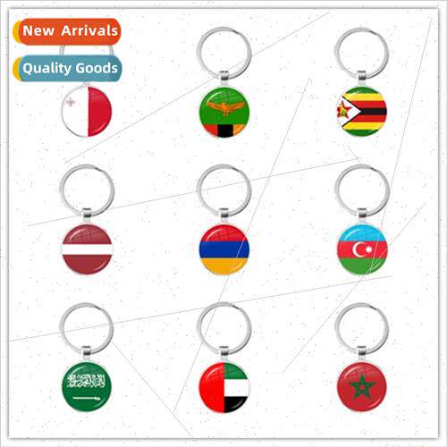 UAE Morocco Flag Time Gemstone Keychain Latvia etc. Pendant