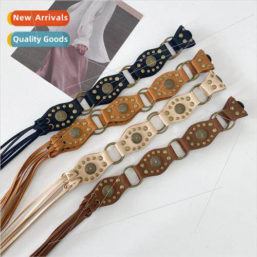 Black simple ins phoenix knot tie braided handmade round bel