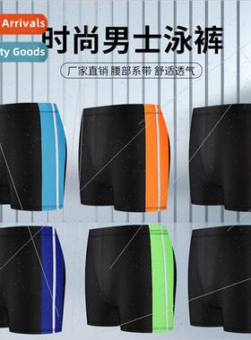 Mens swim trunks flat corner fashion color blocking hot spri