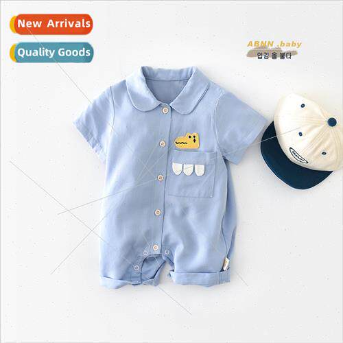 2023 baby short-sleeved Tencel one-piece clothes summer embr