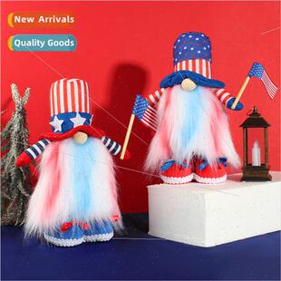 U.S. Independence Day faceless old man doll cute raising fla