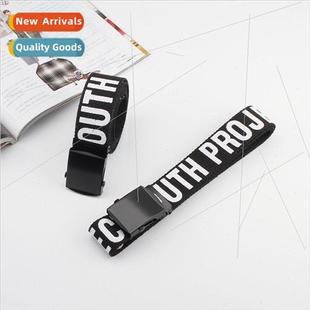 canvas belt printing versatile buckle nylon smooth ladies