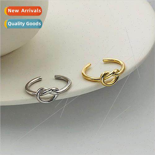 KoreaKorea S925 silver ring INS simple lines intertwined cro