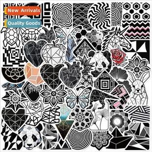52 black and white geometric pattern graffiti stickers guita