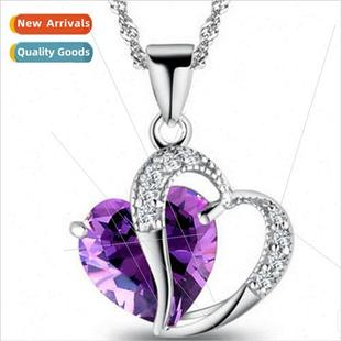 X459 Europe lver Jewelry Korea Clavicle Peach Crystal Neckla