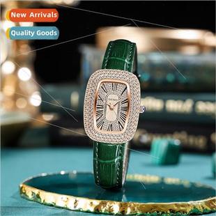 Watch Women Fashion Small Dial Strap Square Dril Green