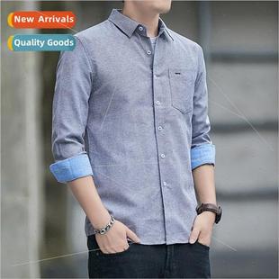men Spring Autumn new 2023 shirts casual business cotton