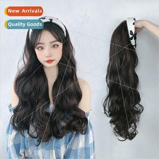 Korea wig female center parted long curly hair machine weave