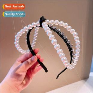 retro pearl rhinestone highlights 8 word bow twisted hair ba