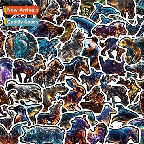 50 cartoon animals translucent abstract  illustration graffi