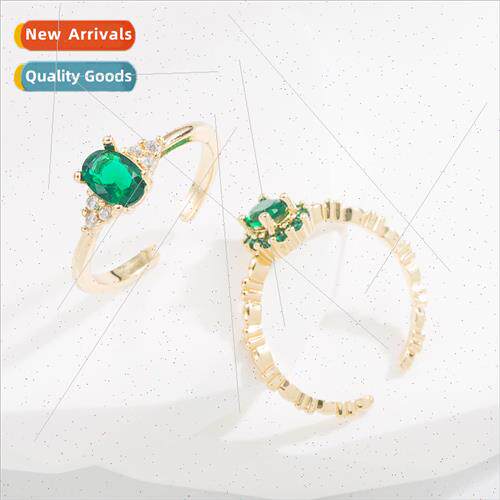 Europe copper gold-plated colorful zirconia ring women fashi