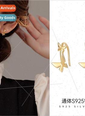 S925 lver Sweet Butterfly Ear Hooks Female Lady Yankee che E