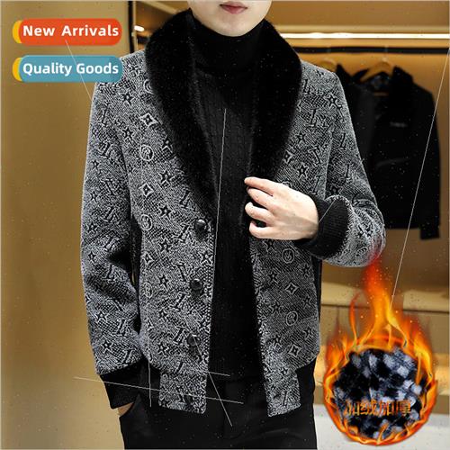 station light luxury versatile lamb wool lapel jacket men fa
