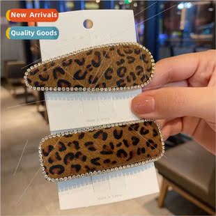 girl leopard plush hair clips new clip headdress simple ins
