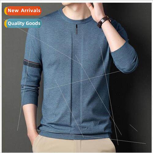 Men long-sleeved sweater colorblocking casual round neck knw