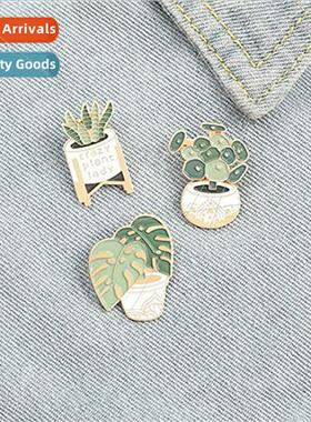 Cartoon creative succulent potted plant brooch ornaments per