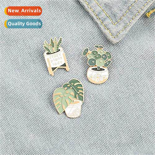 Cartoon creative succulent potted plant brooch ornaments per
