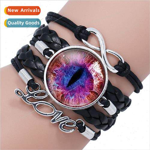 Colorful Cat Pupil Dinosaur Eyes Time Gemstone Bracelet Glas
