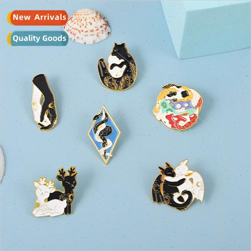 New cartoon cute hugging cat penguin creative retro personal