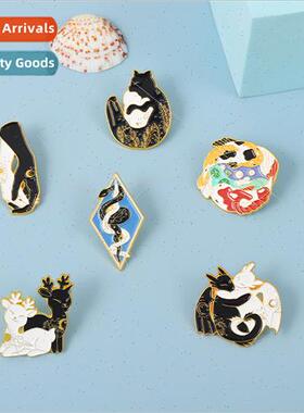 New cartoon cute hugging cat penguin creative retro personal