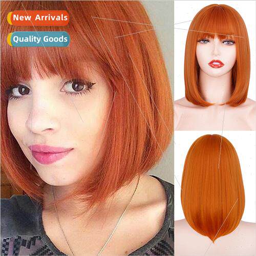Europe Wigs Orange Clavicle Hair Air Bangs O Head Chemical F