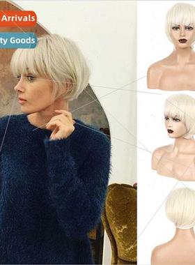 Europe wigs beige short coswigs fashion full head set 适用wo
