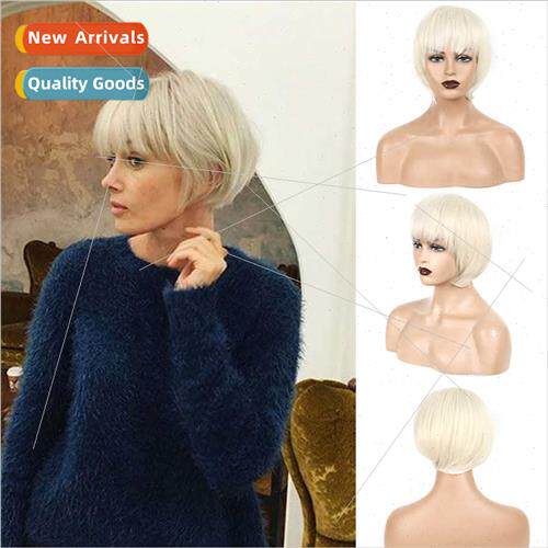 Europe wigs beige short coswigs fashion full head set 适用wo