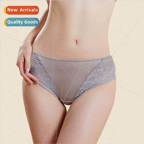 Lace splicing mulberry silk women panties new sexy silk brea