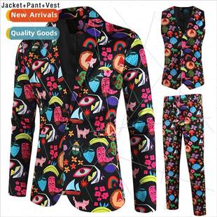 3pcs Valentine Set Trousers Vest Printed Day New 2023