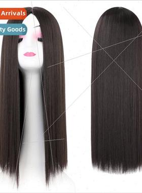 wigs center parted long whole head set chemical fiber hair E