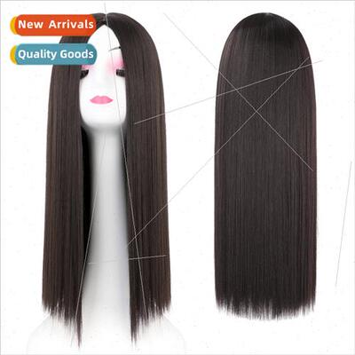 wigs center parted long whole head set chemical fiber hair E
