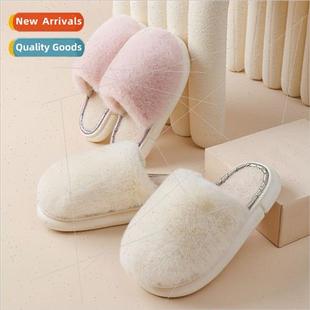 female winter indoor Fluffy thick slippers home botto cotton