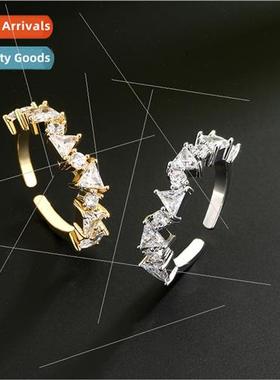 Geometric Triangle Patchwork Copper wh Zirconia HJewelry Ope