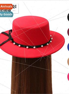 autumn winter Korean  nd flat-brimmed flat-topped bowler hat