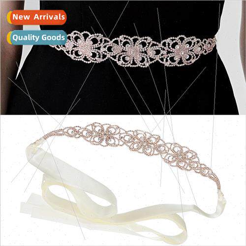 Vintage ethnic hollow waist ornaments floral rhinestone high