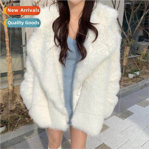 2023 winter young fur womens coat medium-length suit collar