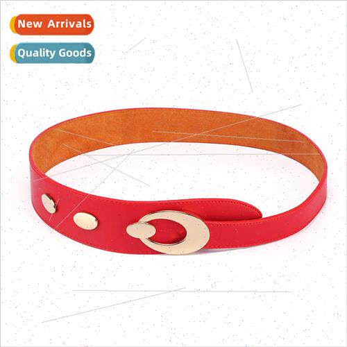 Europe gold hooks wide belt Korean decorative coat waist sea