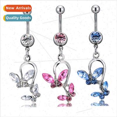 Body Piercing Jewelry Alloy Europe Diamond Butterfly Belly B