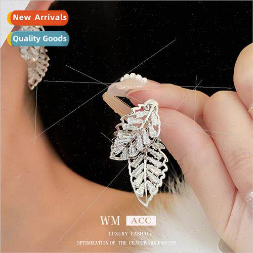 lver needle zirconia leaf hollow metal earrings fashion earr
