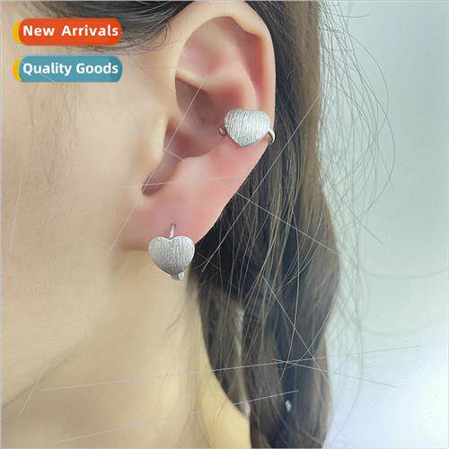Matte love heart ear clips sweet simple versatile frosted br