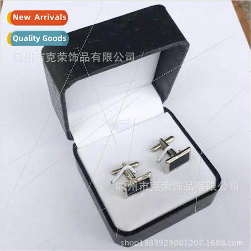 Fashion Men French Cufflinks Black Rectangle Oil Drip Cheap