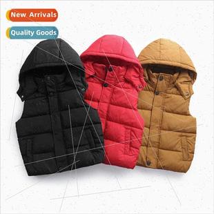 Childrens down cotton vest hooded undershirt men and womens