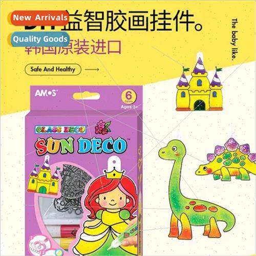 Christmas  gel painting children no-bake glass painting wind