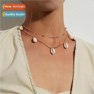 layer double necklace bohemian beads Europe metal adjustable