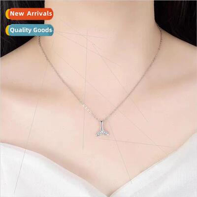 Fashion versatile niche silver fishtail pendant necklace fem