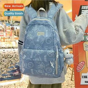 junior high bag schoolbag shoulder new capacy Graffi large